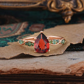 5 Prong Luxury Pear-Cut Garnet Engagement Ring